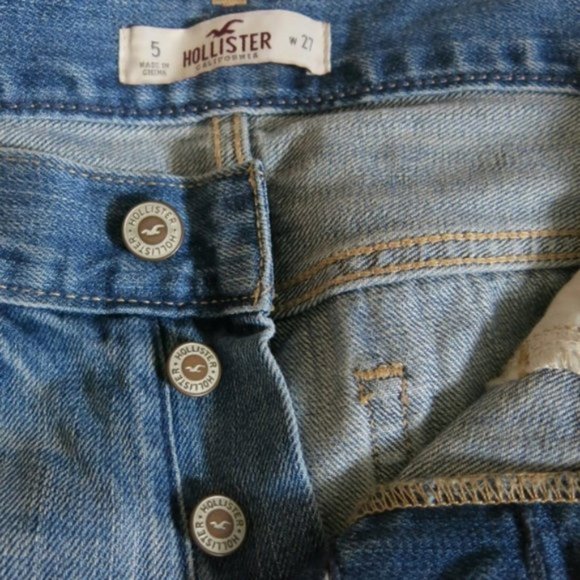 HOLLISTER Button Fly Destroyed Skinny Leg Crop Denim Jeans - Size 27 W - Picture 6 of 7